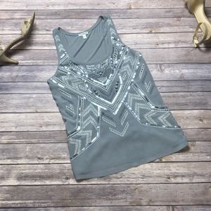 EXPRESS Gray Tank w/Jewel Embellishments S